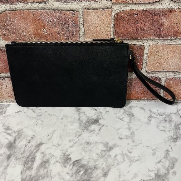 Calvin Klein Leather Studded Clutch Wristlet Handbag Black Gold Lined H3GG11WA - Picture 3 of 17